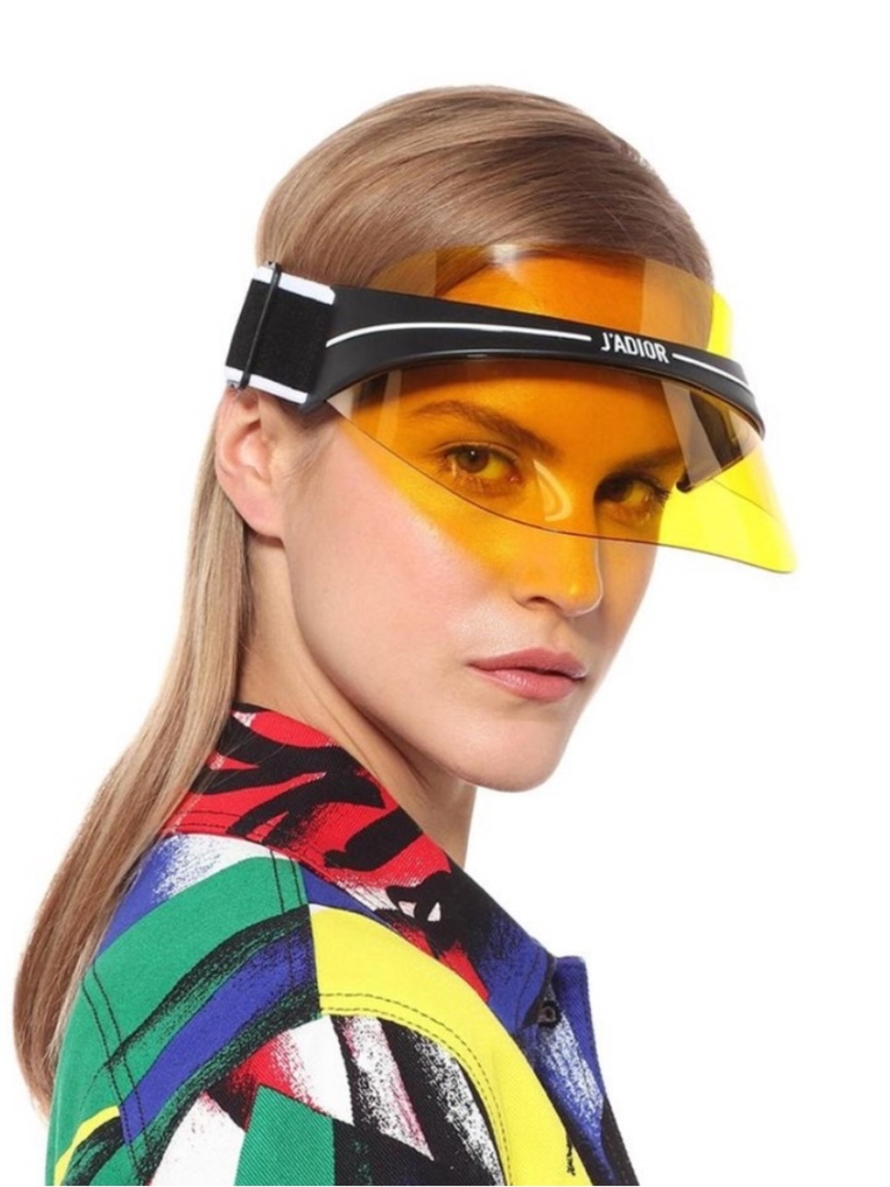 DIOR Yellow Perspex and Black/White Dior Logo Cotton Blend Jacquard Dior Visor